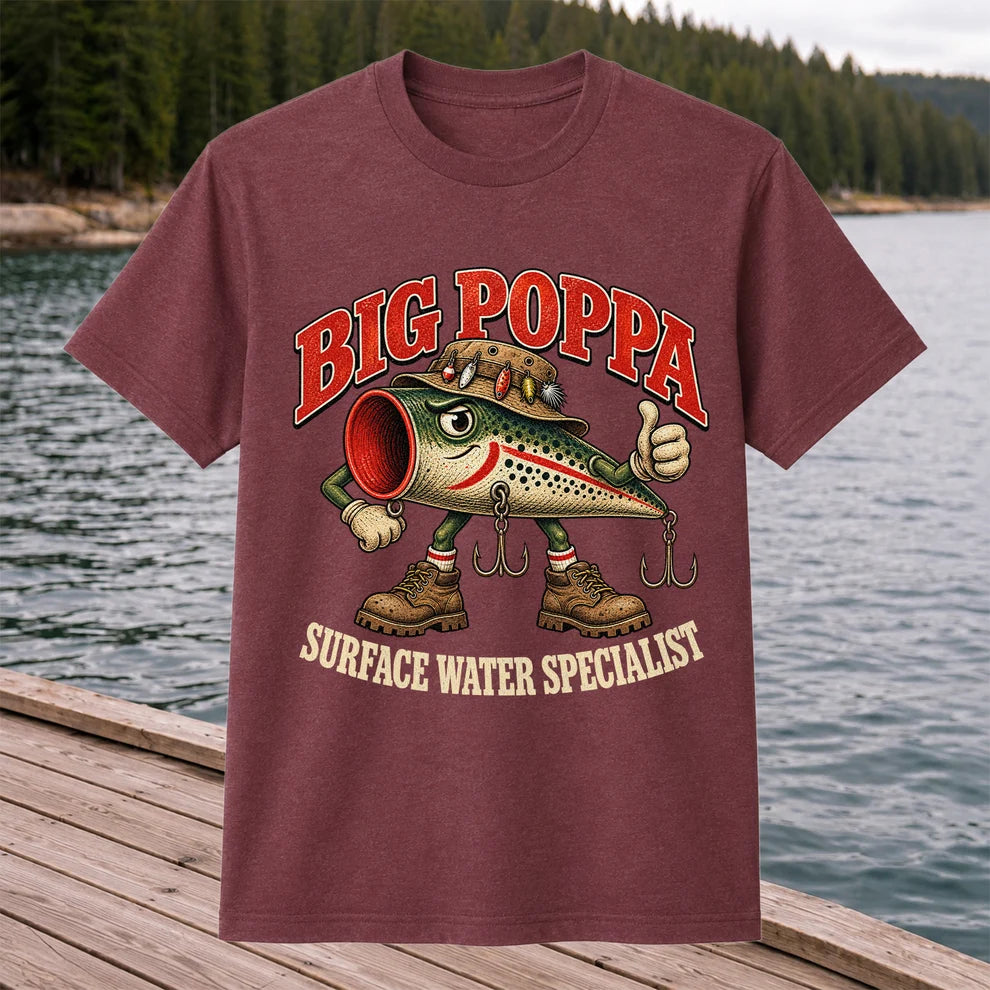 Big Poppa Surface Water Specialist Fishing Lure Graphic T-Shirt