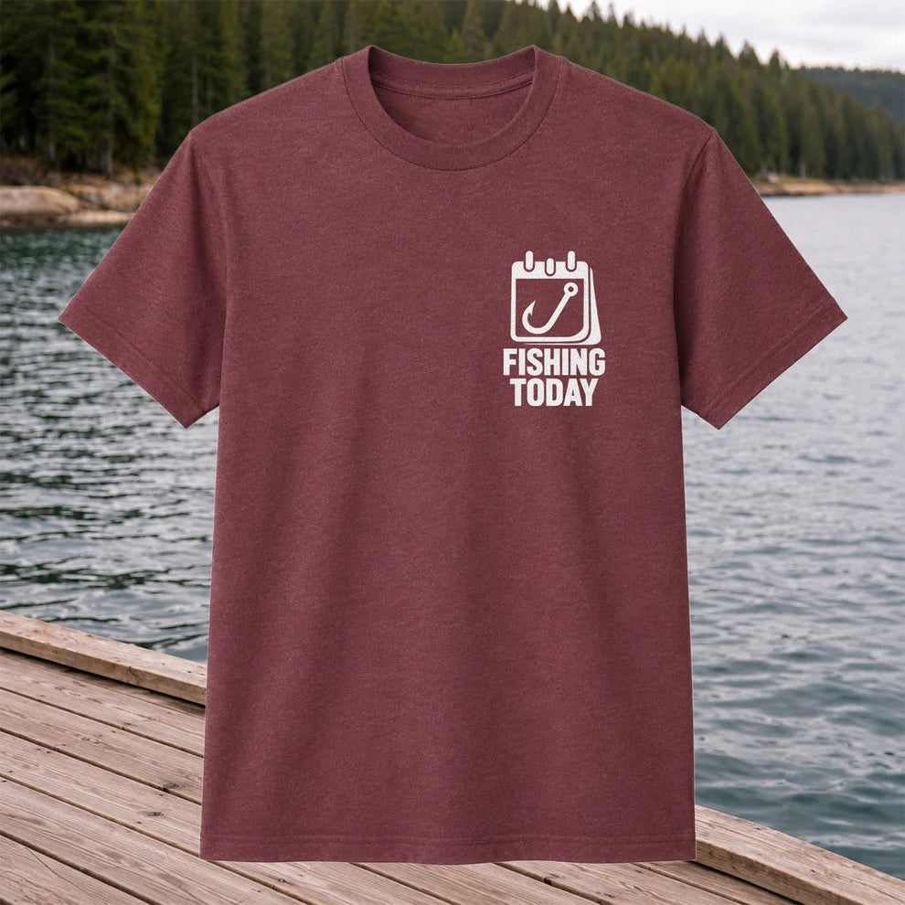 Fishing Today Calendar and Hook Minimalist Graphic T-Shirt