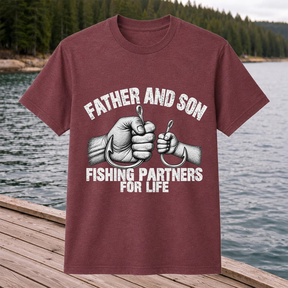 Father and Son Fishing Partners for Life Graphic T-Shirt