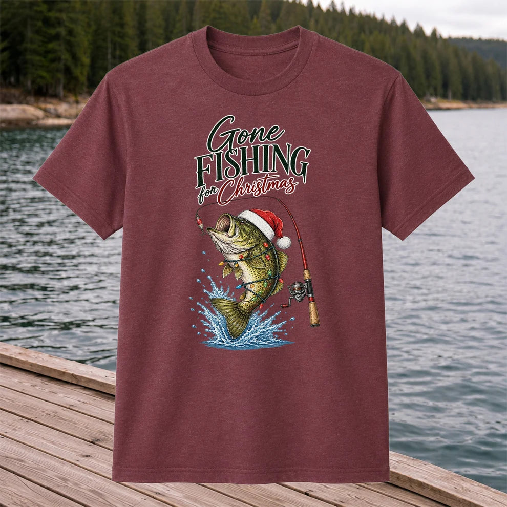 Gone Fishing for Christmas Bass Fishing Graphic T-Shirt