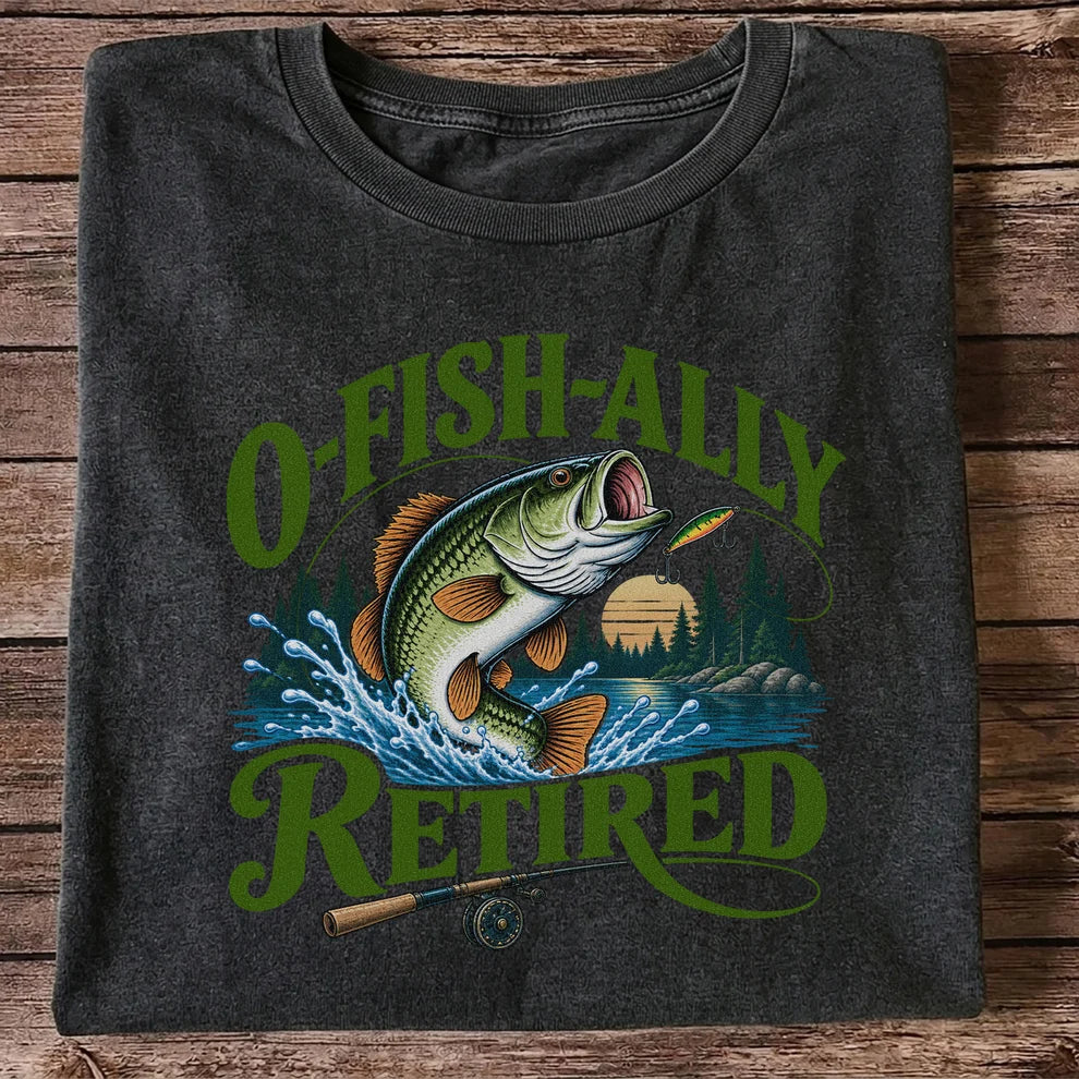 I Fish All Retired Funny Bass Fishing Graphic T-Shirt