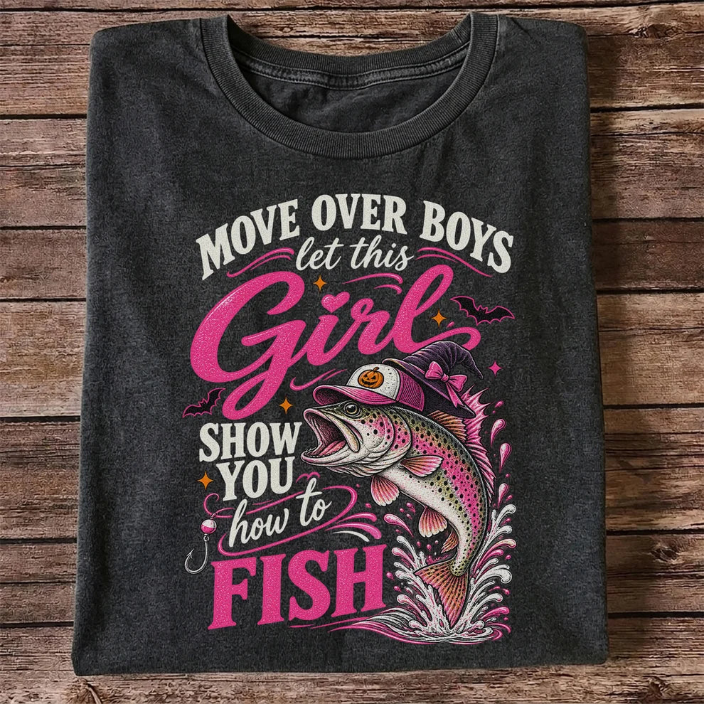 Vintage Bass Lake Fishing Scene Graphic T-Shirt