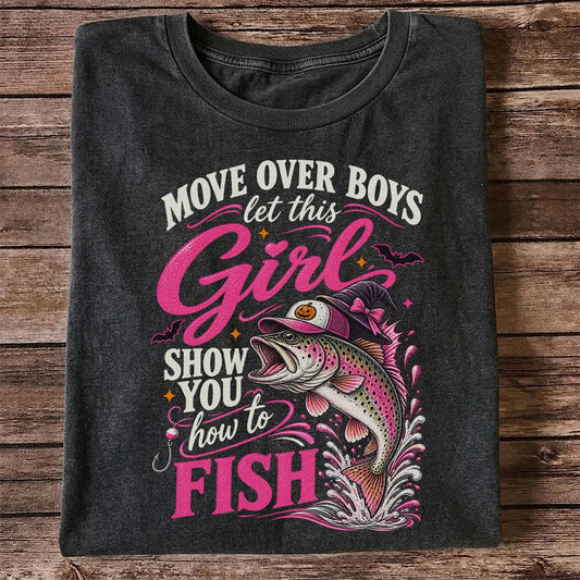 Vintage Bass Lake Fishing Scene Graphic T-Shirt