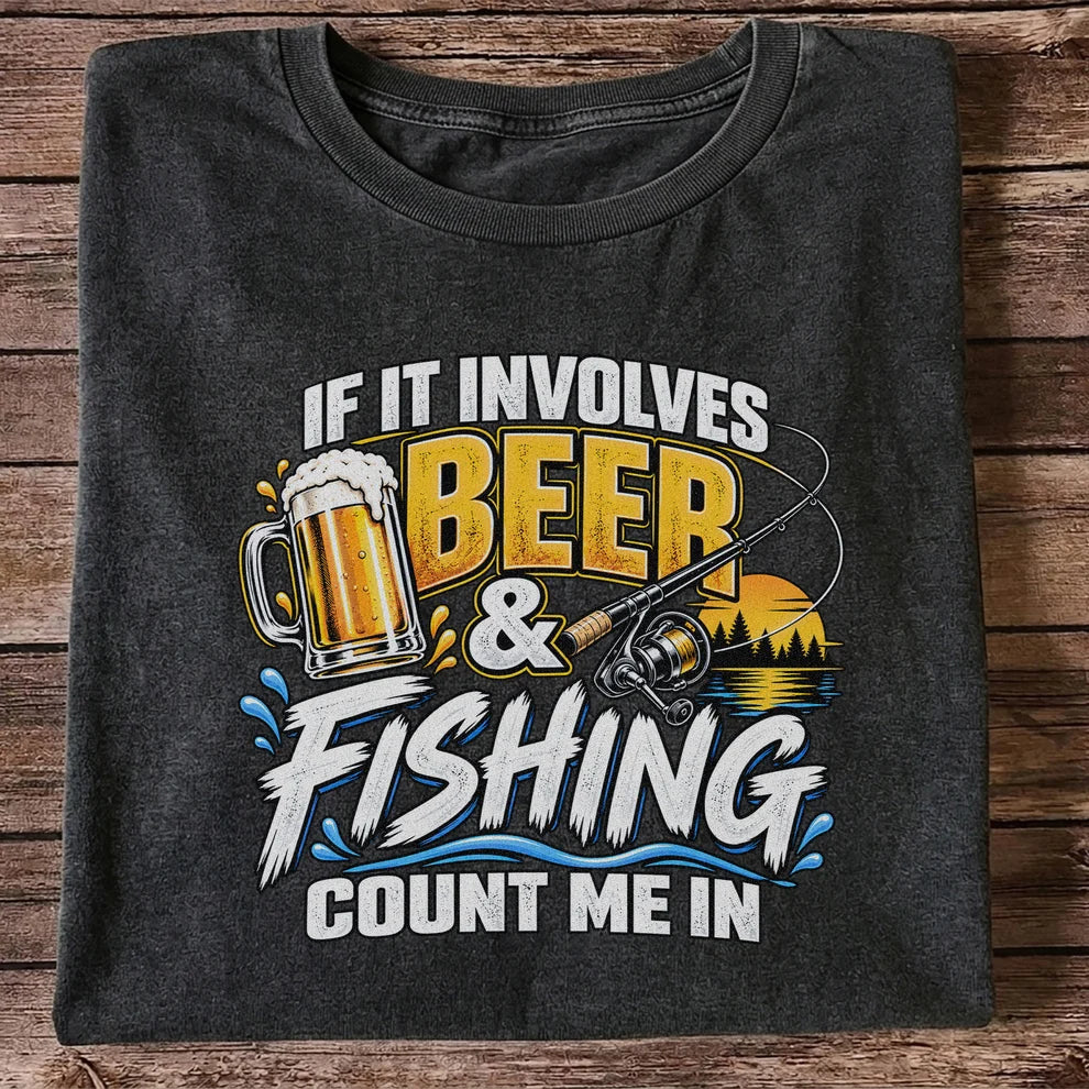 Beer and Fishing Funny Angler Graphic T-Shirt