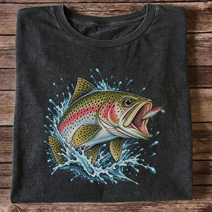 Rainbow Trout Striking a Fishing Lure Graphic T-Shirt