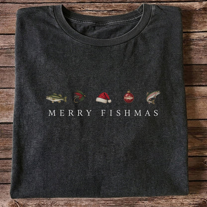 Christmas Fish Icons Fishing Graphic T-Shirt