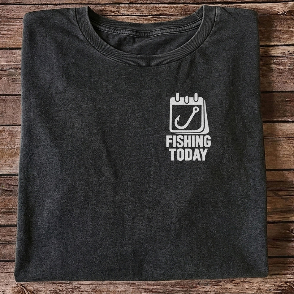 Fishing Today Calendar and Hook Minimalist Graphic T-Shirt