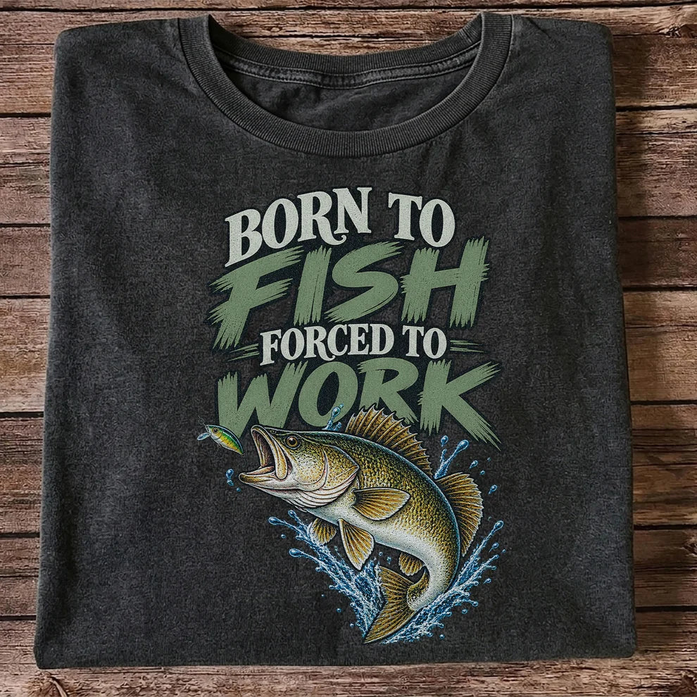 Born to Fish Forced to Work Bass Fishing T-Shirt