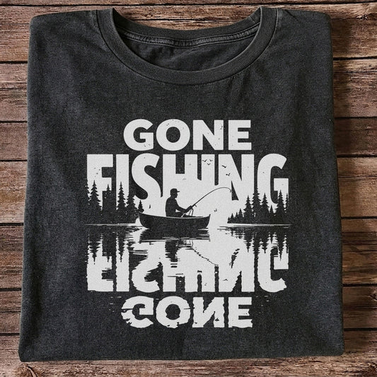 Gone Fishing Lake Adventure Angler Graphic T-Shirt