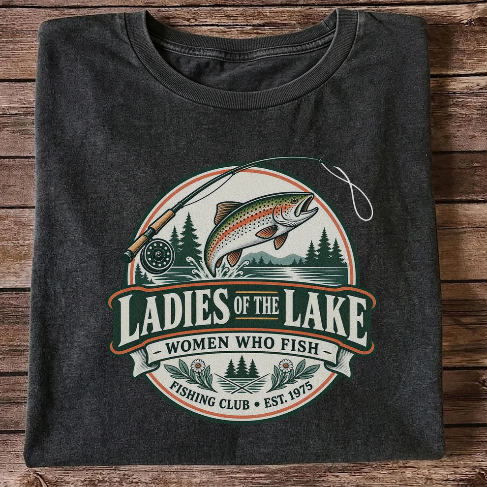 Ladies of the Lake Women Who Fish Rainbow Trout Fishing T-Shirt