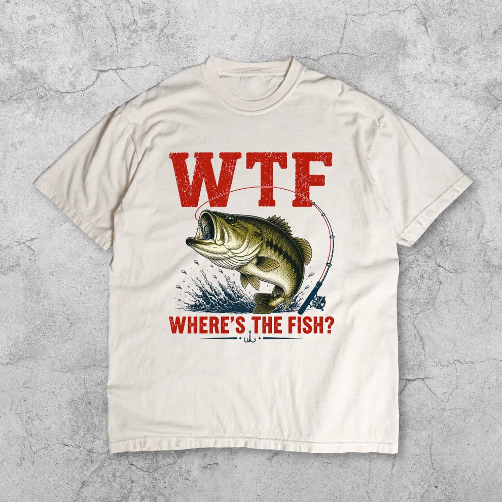 WTF Where’s The Fish Shirt, Largemouth Bass Fishing Tee