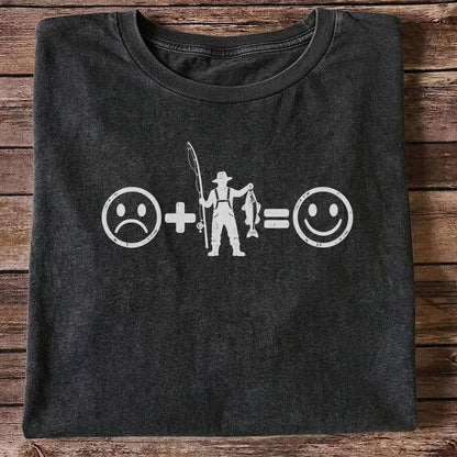 Fishing Turns Sad Face Into Happy Face Graphic T-Shirt