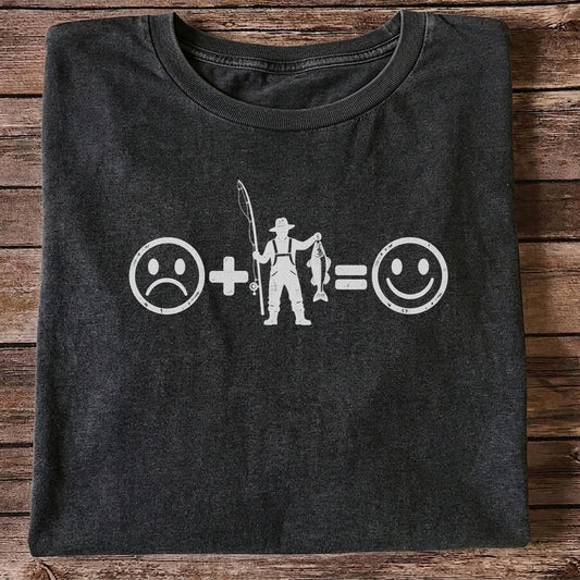 Fishing Turns Sad Face Into Happy Face Graphic T-Shirt