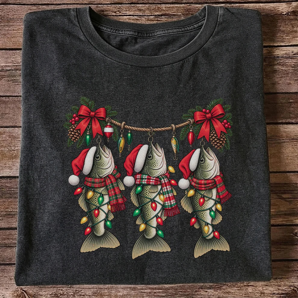 Christmas Fish Ornament Fishing Graphic T-Shirt