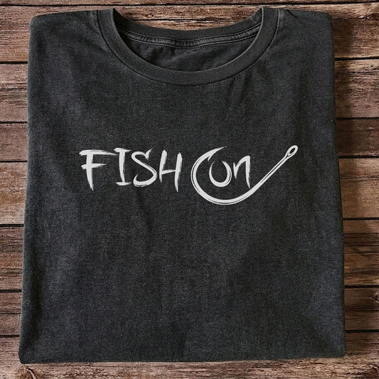 Fish On Fishing Hook Minimalist Graphic T-Shirt