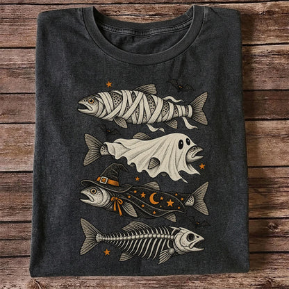 Halloween Costume Fish Spooky Fishing Graphic T-Shirt