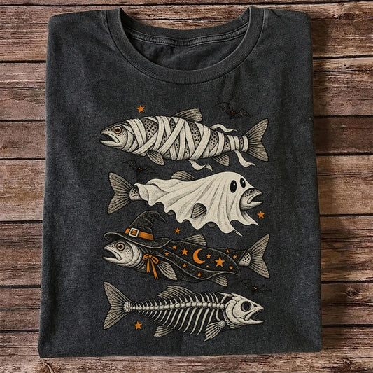 Halloween Costume Fish Spooky Fishing Graphic T-Shirt