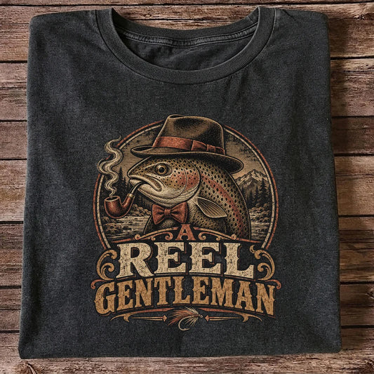 A Reel Gentleman Trout Fishing Vintage Graphic T-Shirt