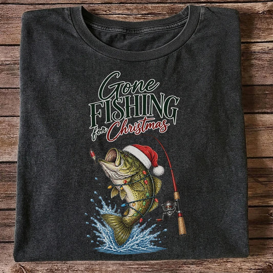 Gone Fishing for Christmas Bass Fishing Graphic T-Shirt