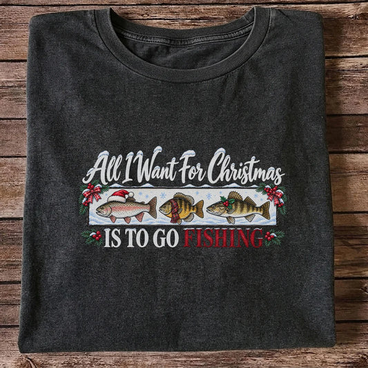 Christmas Freshwater Fish Fishing Graphic T-Shirt