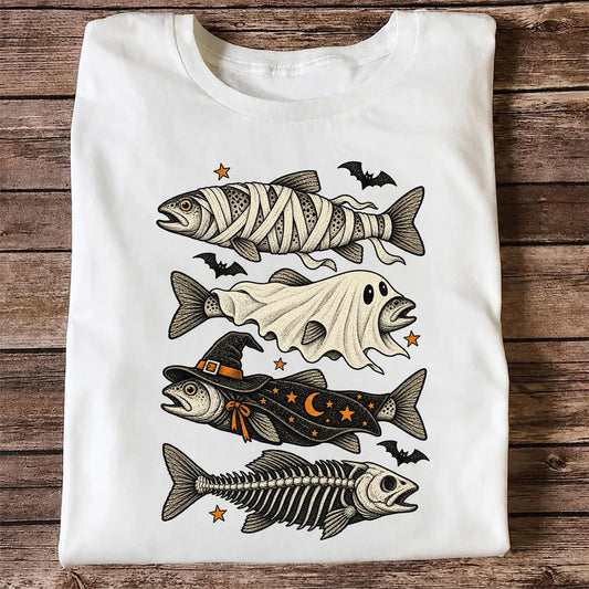 Halloween Costume Fish Spooky Fishing Graphic T-Shirt
