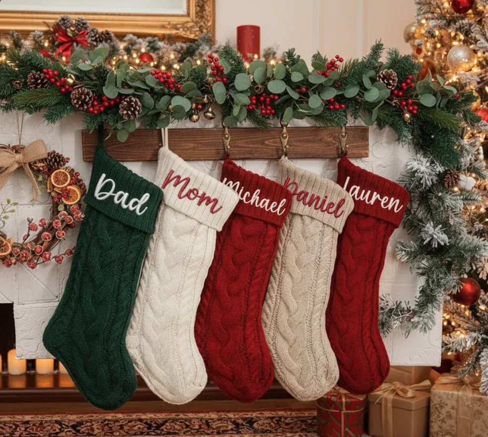 2026 Personalized Christmas Xmas Embroidered Family Name Stockings