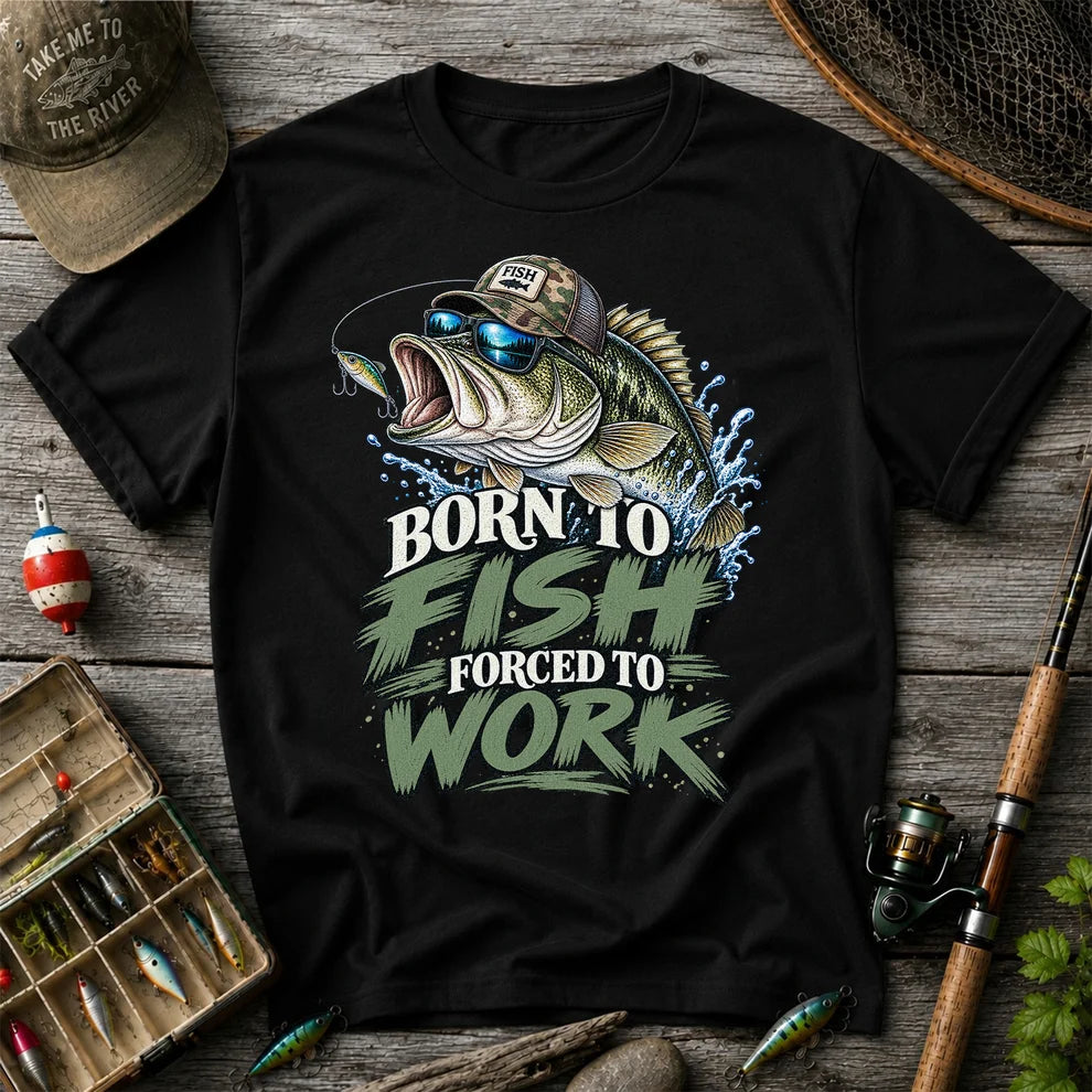Born to Fish Forced to Work Bass Graphic T-Shirt