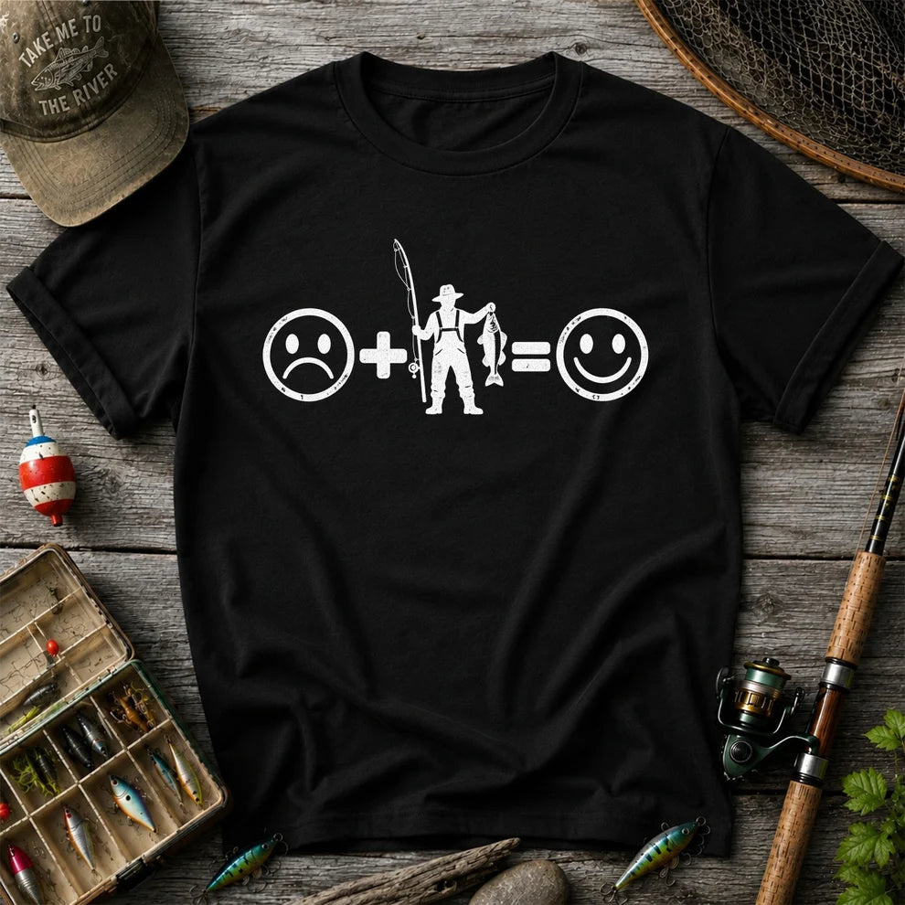 Fishing Turns Sad Face Into Happy Face Graphic T-Shirt