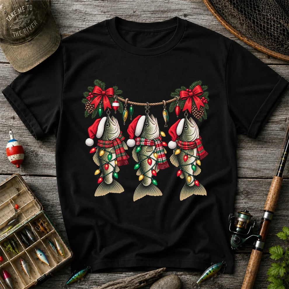Christmas Fish Ornament Fishing Graphic T-Shirt