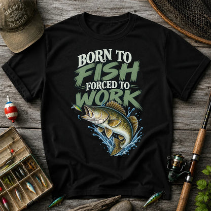 Born to Fish Forced to Work Bass Fishing T-Shirt
