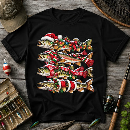 Christmas Trout Fishing Holiday Graphic T-Shirt