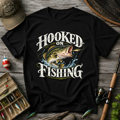 Hooked on Fishing Largemouth Bass Graphic T-Shirt