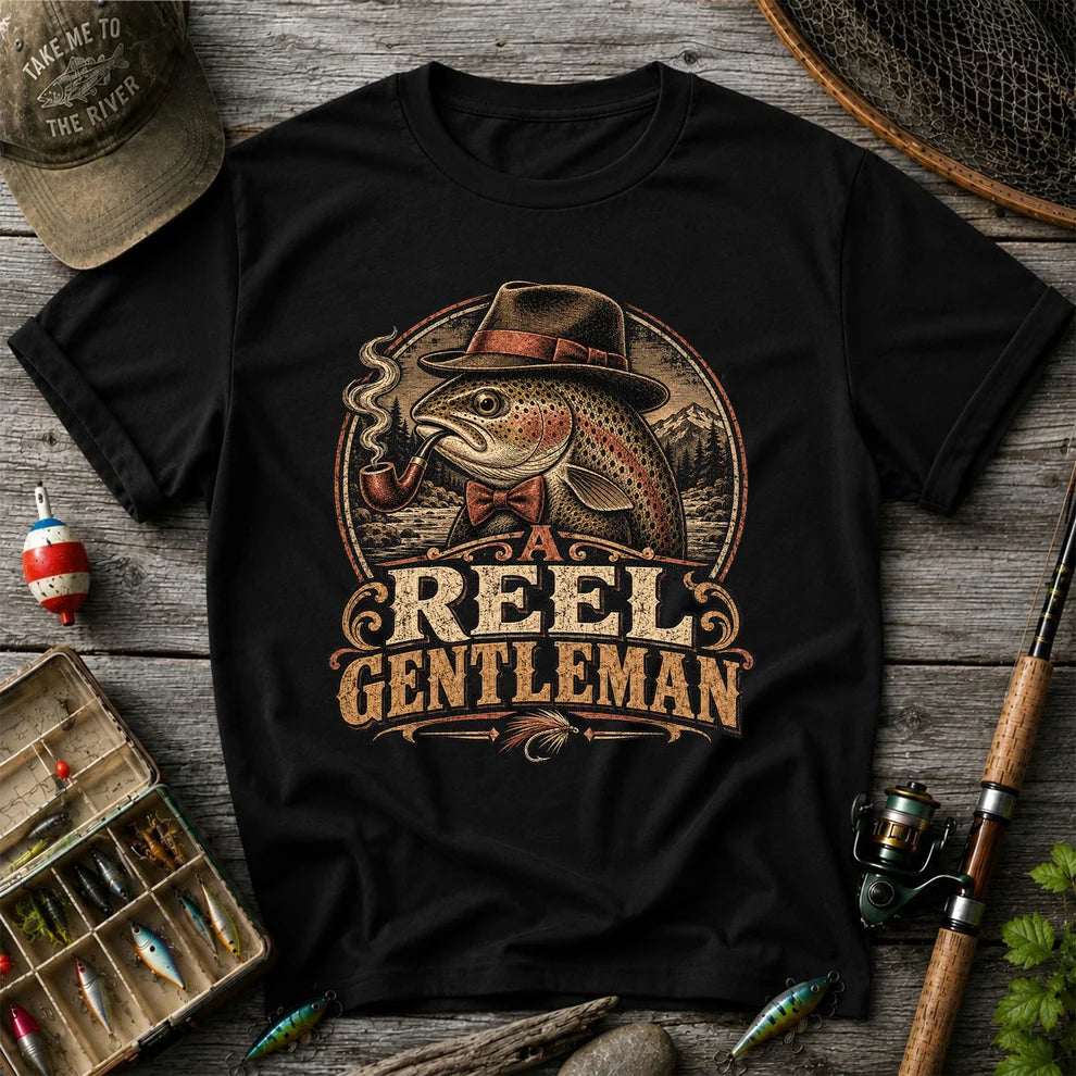 A Reel Gentleman Trout Fishing Vintage Graphic T-Shirt
