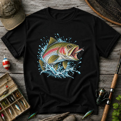 Rainbow Trout Striking a Fishing Lure Graphic T-Shirt