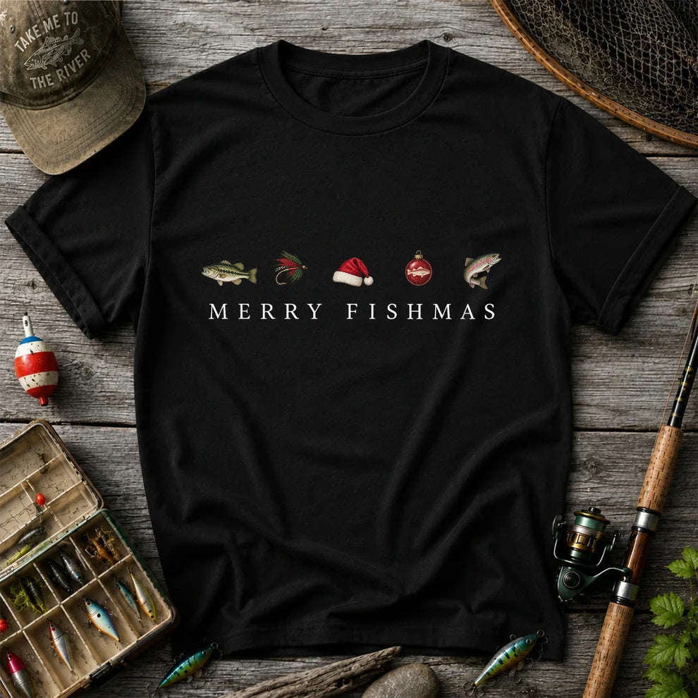 Christmas Fish Icons Fishing Graphic T-Shirt