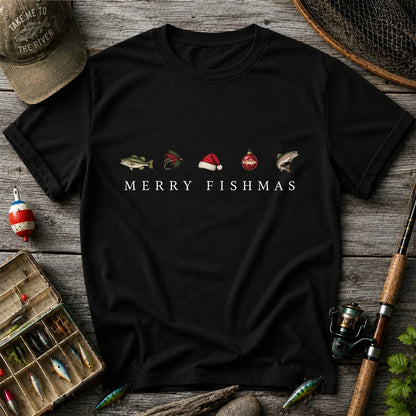 Christmas Fish Icons Fishing Graphic T-Shirt
