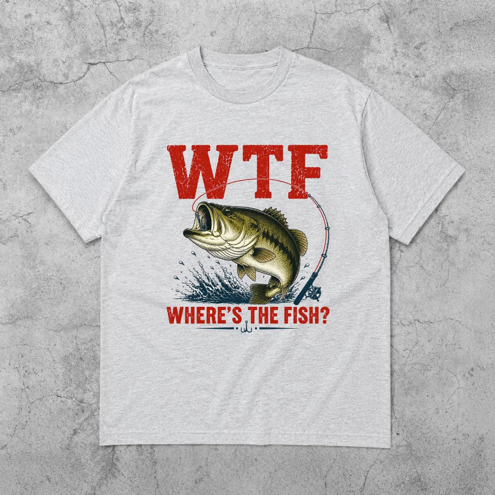WTF Where’s The Fish Shirt, Largemouth Bass Fishing Tee