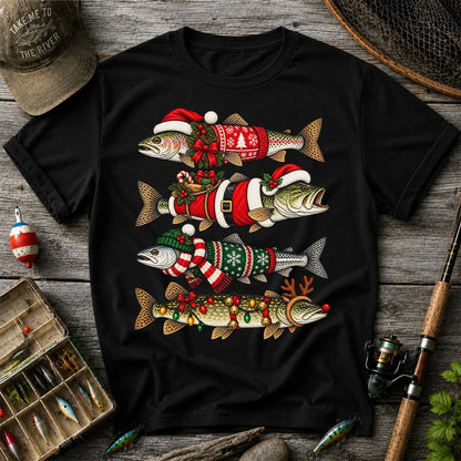 Christmas Fish Collection Festive Fishing Graphic T-Shirt
