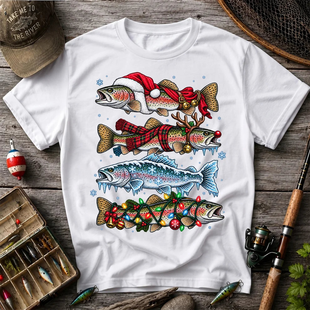 Christmas Rainbow Trout Holiday Fishing Graphic T-Shirt