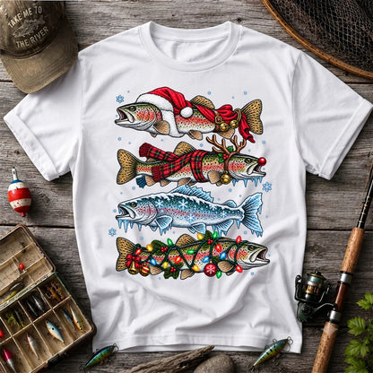 Christmas Rainbow Trout Holiday Fishing Graphic T-Shirt