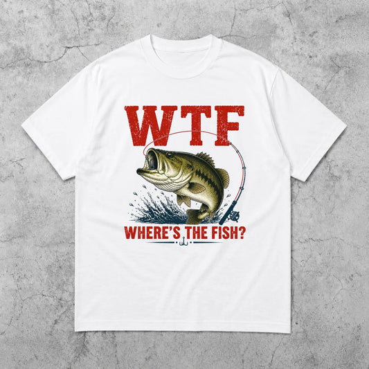 WTF Where’s The Fish Shirt, Largemouth Bass Fishing Tee