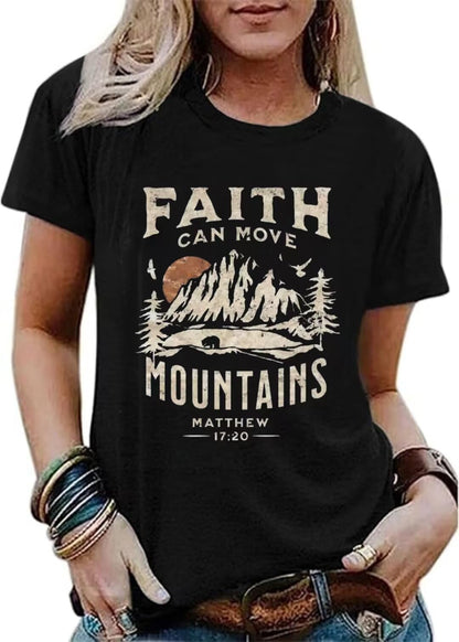Vintage Faith Can Move Mountains T-Shirt, Matthew 17:20 Christian Tee