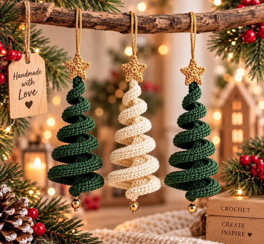 Spiral Crochet Christmas Tree Ornament Pattern