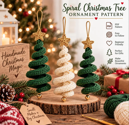 Spiral Crochet Christmas Tree Ornament Pattern