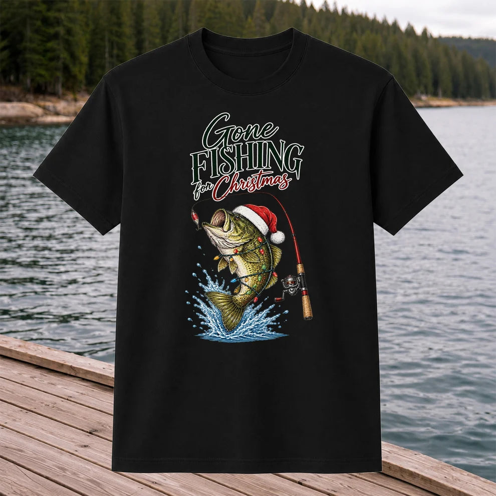 Gone Fishing for Christmas Bass Fishing Graphic T-Shirt