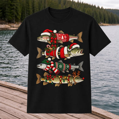 Christmas Fish Collection Festive Fishing Graphic T-Shirt