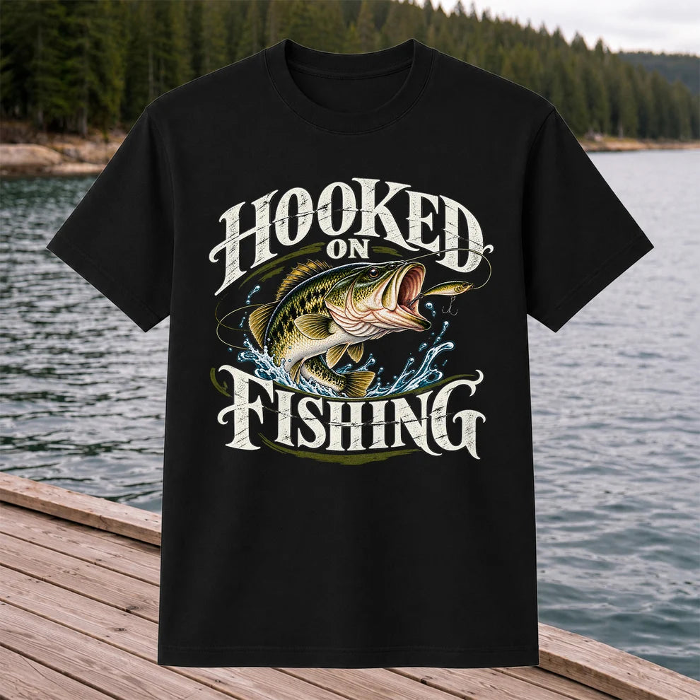 Hooked on Fishing Largemouth Bass Graphic T-Shirt