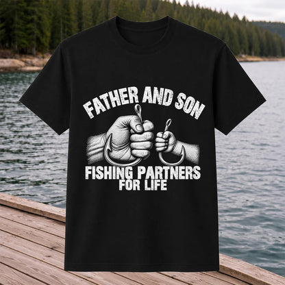 Father and Son Fishing Partners for Life Graphic T-Shirt