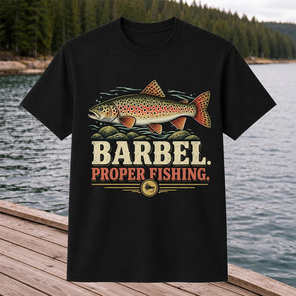 Barbel Proper Fishing Brown Trout Graphic T-Shirt