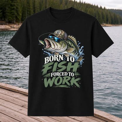 Born to Fish Forced to Work Bass Graphic T-Shirt